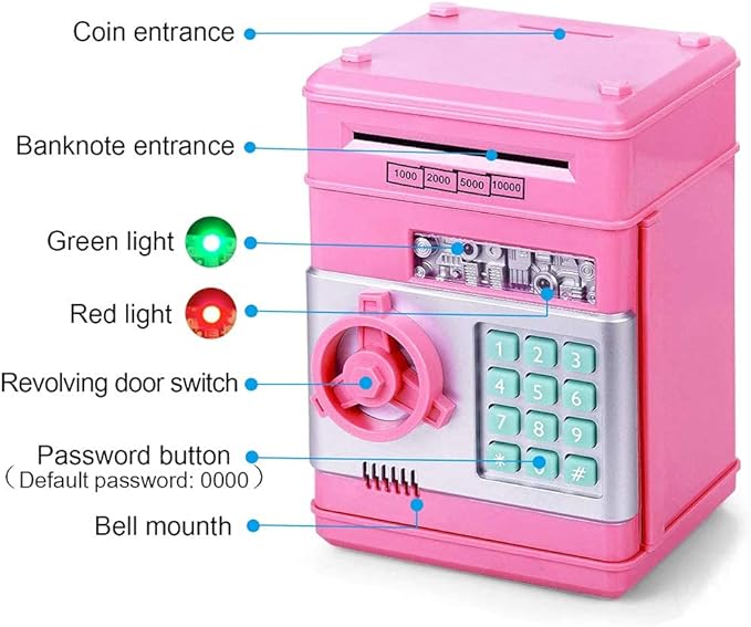 Electronic Bank for Kids, Money Bank with Password/Music Cute Mini ATM