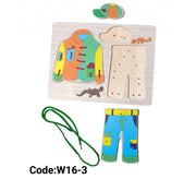 Threading clothes wooden puzzle