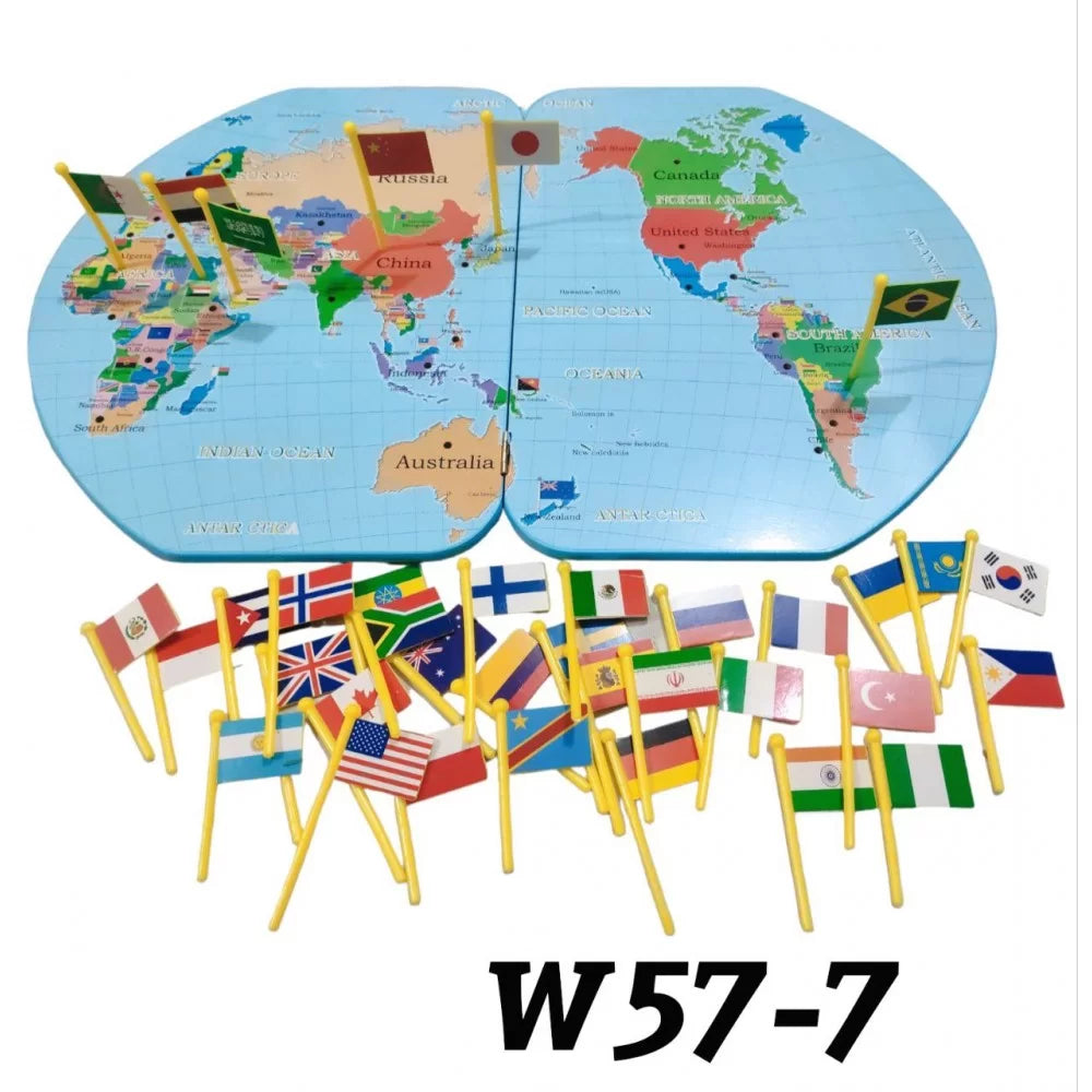 Map of the World and Flags